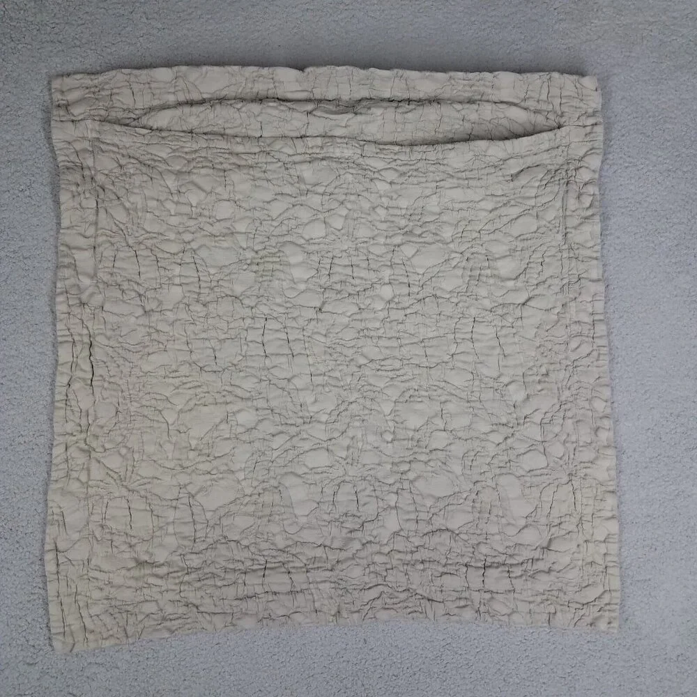 Restoration Hardware Euro Pillow Shams Botanical Matelasse Green Crinkle Heavy